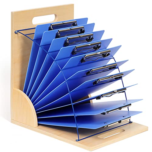 GAMENOTE Clipboard Holder, Wood and Metal Clipboard Holder Stand, Small White Board Storage Rack Organizer for Classroom, Office, Assembly Required (1) - Image 1