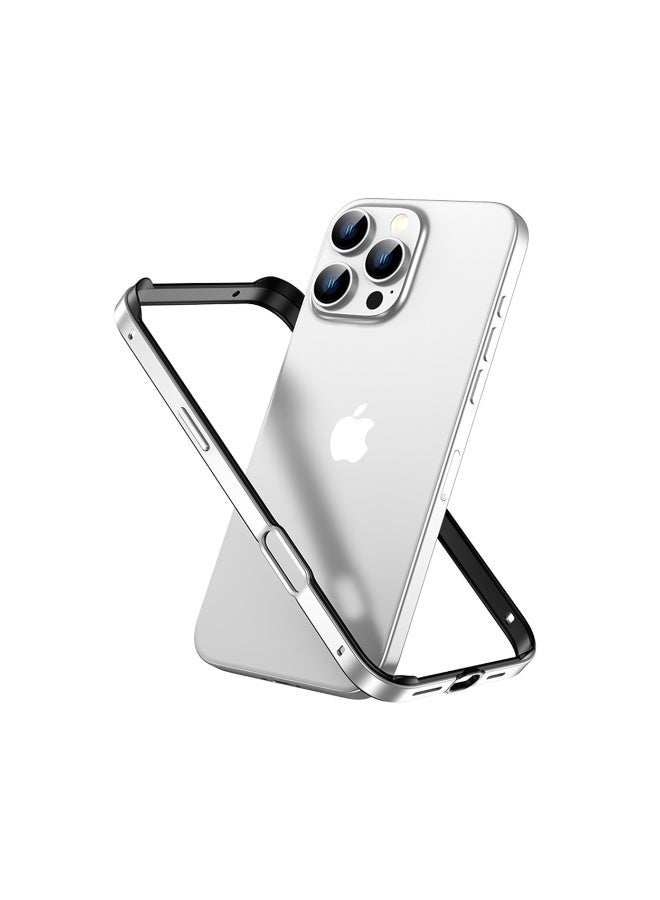 DRIP 📱💎✨Metal Frame Armor Case for iPhone 16 Pro Max (Silver) ⚪ 🛡️ Shockproof Aluminum Frame 💥 + Soft TPU Inner Cushion 💫 | 360° Full Protection | MagSafe Compatible 🧲 | Anti-Scratch ✨ | Slim Metallic Design ⚙️ | Premium iPhone Protective Cover 💎 | Drip Original Series 🔥 | Luxury Durable Armor 2025 🚀 - Image 1