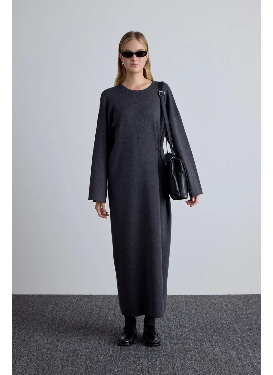 Manuka Knit Tie Dress Anthracite