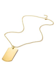 MARIO DRAFTS Gold-Plated Dog Tag Pendant Necklace, Ball Chain, Military Style, Unisex  - Image 1