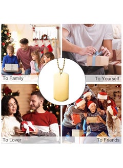 MARIO DRAFTS Gold-Plated Dog Tag Pendant Necklace, Ball Chain, Military Style, Unisex  - Image 4