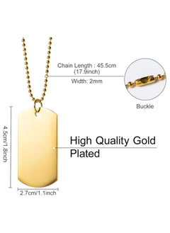 MARIO DRAFTS Gold-Plated Dog Tag Pendant Necklace, Ball Chain, Military Style, Unisex  - Image 5