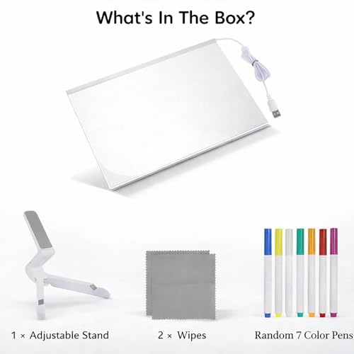 Wishkey DIY 3D LED Writing Pad for Kids (20x20cm) Acrylic Light Writing Board with USB Plug Reusable Glow Message Board with Markers LED Panel Writing Tablet for Home Décor Table Lamp for Study Room - Image 4