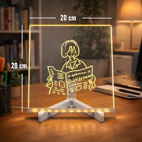 Wishkey DIY 3D LED Writing Pad for Kids (20x20cm) Acrylic Light Writing Board with USB Plug Reusable Glow Message Board with Markers LED Panel Writing Tablet for Home Décor Table Lamp for Study Room - Image 2