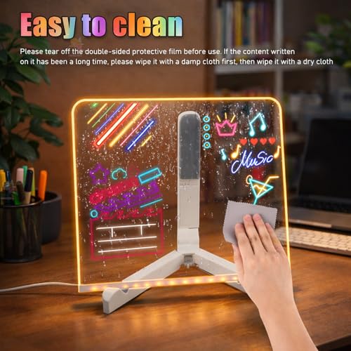 Wishkey DIY 3D LED Writing Pad for Kids (20x20cm) Acrylic Light Writing Board with USB Plug Reusable Glow Message Board with Markers LED Panel Writing Tablet for Home Décor Table Lamp for Study Room - Image 5
