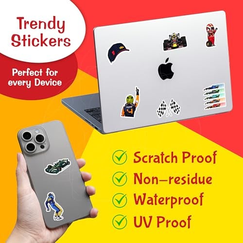 CodersParadise - Pack of 120 F1 Formula One Racing Vinyl Stickers for Laptop, Journal, Diary, Guitar, Mobile Case - Waterproof Residue Free Multicolor Stickers - 3 Inches for Metal, Glass - Image 4