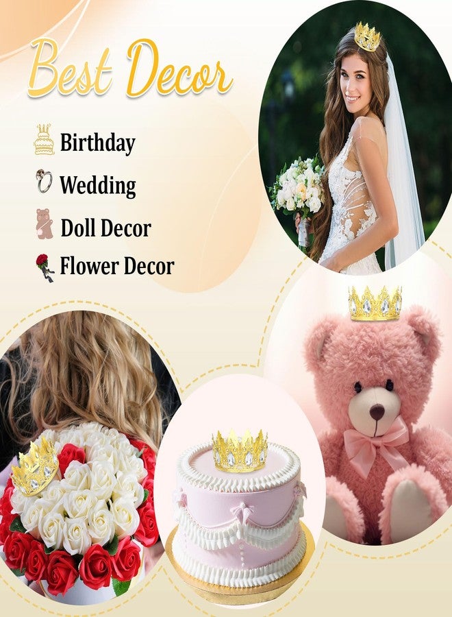 CAVETEE Crown Cake Topper，Mini Baby Crystal Princess Tiara Rhinestone Crown Cake Decoration for Wedding Birthday Party - Image 3