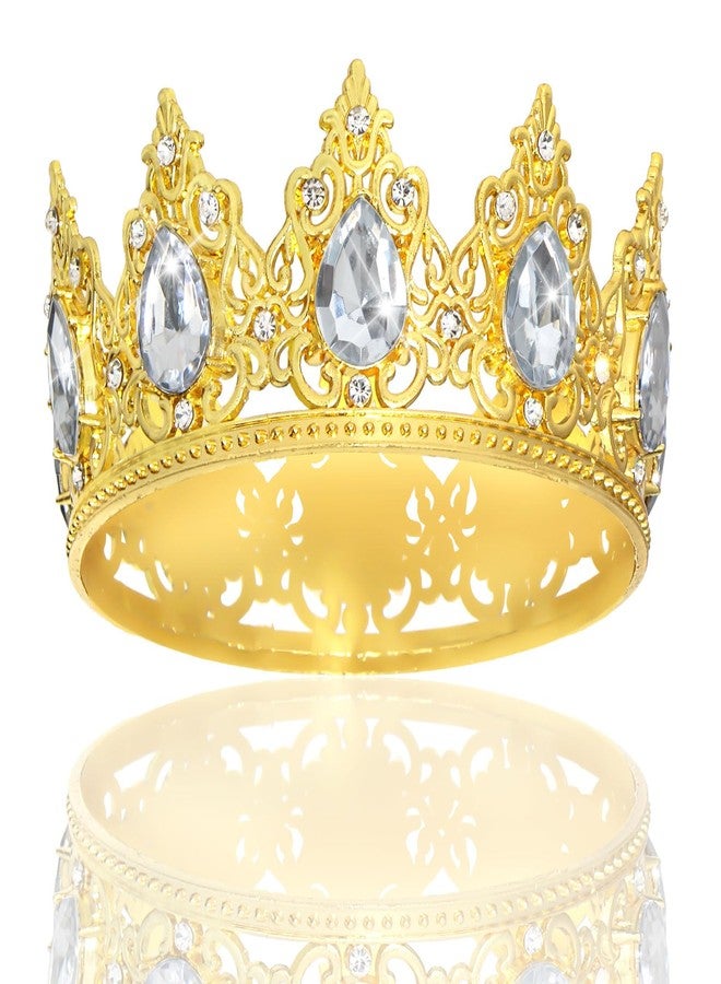 CAVETEE Crown Cake Topper，Mini Baby Crystal Princess Tiara Rhinestone Crown Cake Decoration for Wedding Birthday Party - Image 1