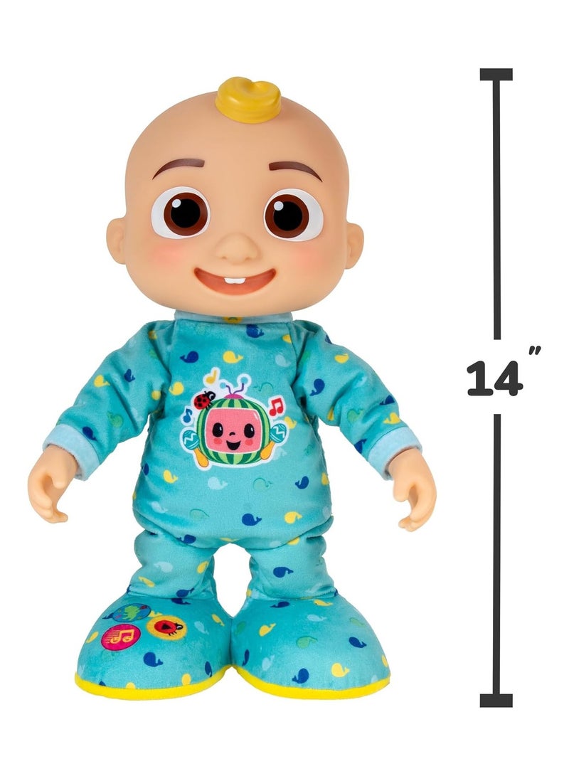 Jazwares Cocomelon Deluxe Dancing JJ Plush Doll 14-Inches, Battery Operated | Dance & Sing Along with JJ | Plays "Looby Loo" & "If You Are Happy and You Know It" song | Soft Toy | Interactive Plush Toy for Baby and Toddler | Educational Toy | Early Learning Toy | Helps with Motor Skill Development | Perfect Gift for Baby and Toddler - Image 2