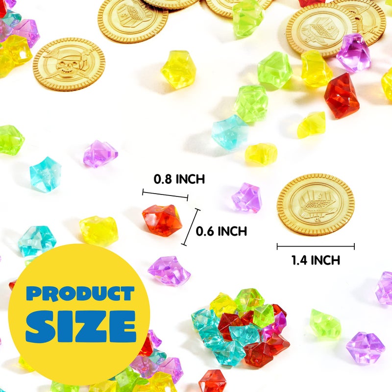 JOYIN Toy 288 Pieces Pirate Gold Coins and Pirate Gems Jewelry Playset Pack Party Favor. (144 Coins+144 Gems) - Image 4