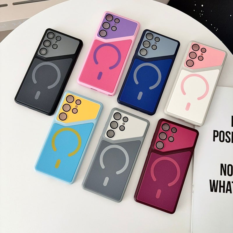Magnetic Color-Block Cloth Texture Phone Case with Anti-Slip Shockproof Full Coverage Protection for Samsung S26/S25/S24/S23 Series - Image 2
