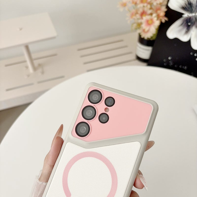 Magnetic Color-Block Cloth Texture Phone Case with Anti-Slip Shockproof Full Coverage Protection for Samsung S26/S25/S24/S23 Series - Image 4