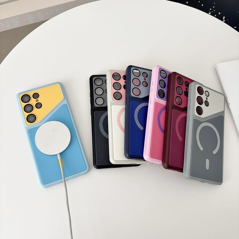Magnetic Color-Block Cloth Texture Phone Case with Anti-Slip Shockproof Full Coverage Protection for Samsung S26/S25/S24/S23 Series - Image 5