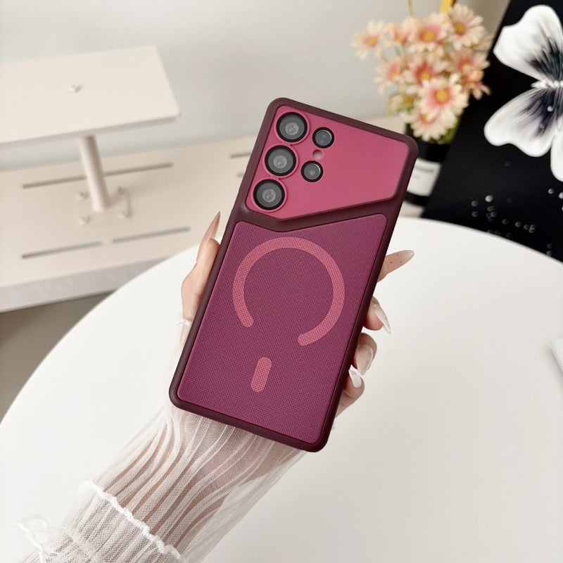 Magnetic Color-Block Cloth Texture Phone Case with Anti-Slip Shockproof Full Coverage Protection for Samsung S26/S25/S24/S23 Series - Image 1
