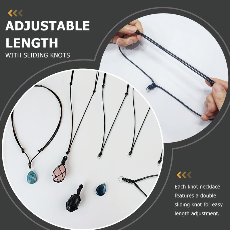 Philbinden 20Pcs Vintage Black Necklace Cord Rope Adjustable Double Knotted Handmade Craft Necklaces With Metal Ring for Hanging Pendants,14-26 Inches Thick 2 MM - Image 5