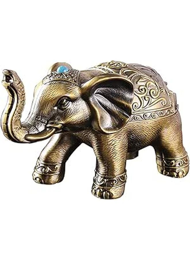 Vintage Elephant Ashtray with Lid Decorative Retro Metal Sculpture for Home Office - Image 1
