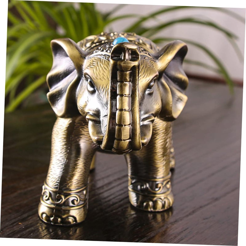 Vintage Elephant Ashtray with Lid Decorative Retro Metal Sculpture for Home Office - Image 4