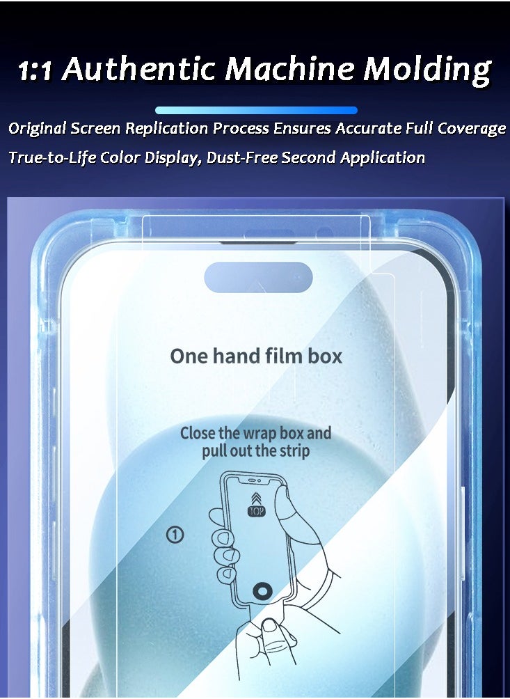 Generic - HD Screen Protector For iPhone 15 Plus with Dust Remover & One-Hand Easy Film Box - Image 1