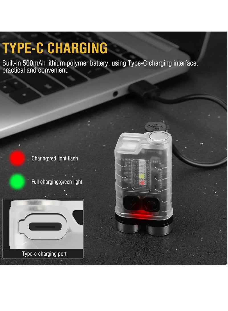 AROAQ V3 Mini EDC Pocket Flashlight, Rechargeable Bright 900lm LED Keychain Flashlight, Ip65 Waterproof Type C Rechargeable Torch With Magnet, Portable Handheld Flashlight For Adventure Camping, (White)  - Image 4