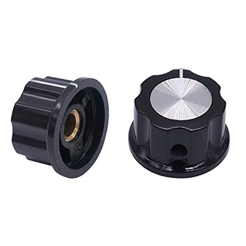 Taiss 10pcs Silver Tone Top Potentiometer Knobs for 6.4mm / 0.25" Shaft Hole - Volume Control Rotary Switch Knob, Top Diameter: 23mm, Black A03-6.4mm - Image 4