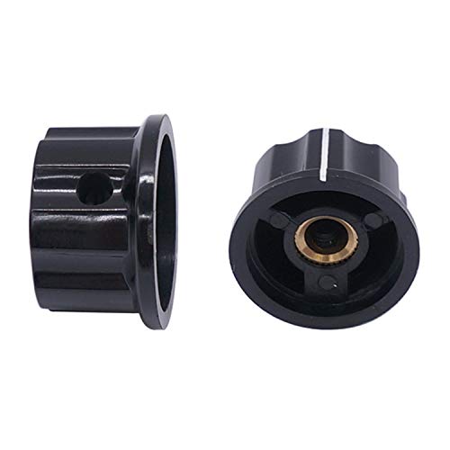 Taiss 10pcs Silver Tone Top Potentiometer Knobs for 6.4mm / 0.25" Shaft Hole - Volume Control Rotary Switch Knob, Top Diameter: 23mm, Black A03-6.4mm - Image 5