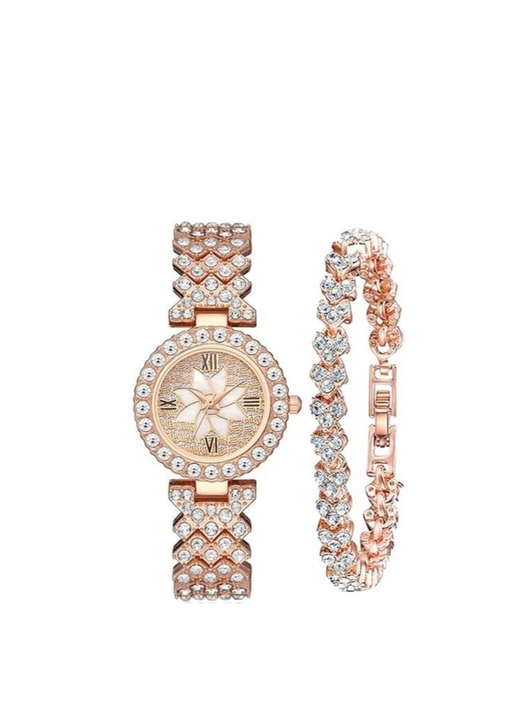 Captaintech Luxury Women Wrist Watches, Fashion Casual Quartz Watch Ladies Watch, Watch Luxury Crystal Rhinestone Diamond Wrist Watch Stainless Steel Fashion Bling Iced-Out Watch - Image 1