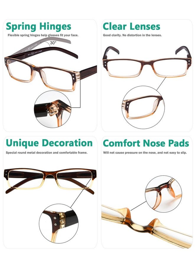 Eyekepper 4 Pack Classic Reading Glasses For Women And Men Twotone Readers Brownclear Frame +2.50  - Image 4