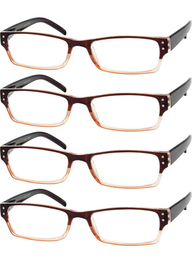 Eyekepper 4 Pack Classic Reading Glasses For Women And Men Twotone Readers Brownclear Frame +2.50  - Image 1