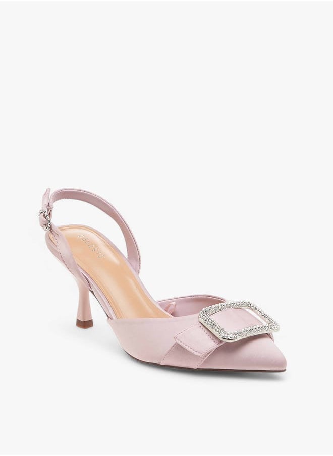 Celeste Women's Embellished Slingback Shoes with Buckle Closure and Stiletto Heels  - Image 1