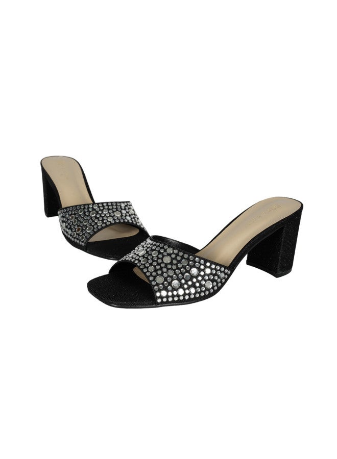 ZAYNA 221-84 Zayna Ladies  High Block Heel Slip on 18F8845-10 Black - Image 2
