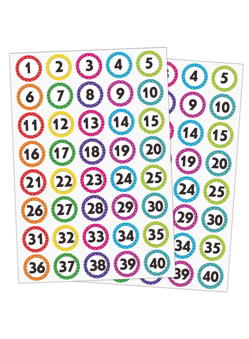 SYOSI 1200 PCS Number Stickers 1-40, 30 Sheets Self-Adhesive Dot Stickers for Organizing, Waterproof & Tear-Resistant Labels for Office, Classroom, Storage, Boxes, and More (1” Each) - Image 1