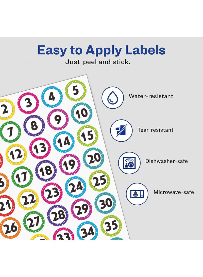 SYOSI 1200 PCS Number Stickers 1-40, 30 Sheets Self-Adhesive Dot Stickers for Organizing, Waterproof & Tear-Resistant Labels for Office, Classroom, Storage, Boxes, and More (1” Each) - Image 2