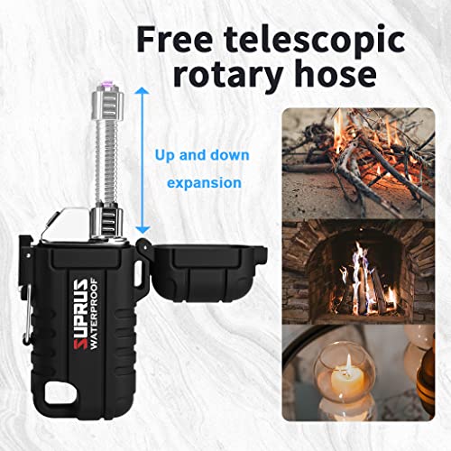 SUPRUS Waterproof Lighter Windproof Lighter Arc Plasma Lighters USB-C Rechargeable with Expandable and Flexible Neck for Outdoor, Camping & Kitchen (Black) - Image 4