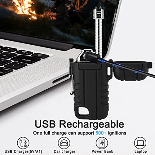 SUPRUS Waterproof Lighter Windproof Lighter Arc Plasma Lighters USB-C Rechargeable with Expandable and Flexible Neck for Outdoor, Camping & Kitchen (Black) - Image 5