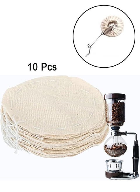 Coffee and Tea Syphon Replacement Filter Cloth 10 Pcs, Coffee Machine Cloth Filter, Coffee Maker Siphon Pot, Vacuum Pot Filters