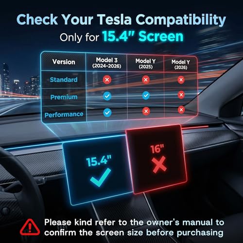 SUMK 15.4 inch Screen Protector for 2025 Tesla Model Y Premium & Model 3 (2024~2026), [9H & Anti-Glare/Fingerprint] Front Back Tempered Glass Screen Protector for Tesla Model Y/3 Accessories - Matte - Image 2