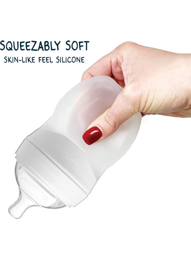 Tiny Twinkle Silicone Baby Bottle with Comfort Grip and Soft Flexible Nipple - Squeezably Soft Baby Bottles for Newborn and Up (Blossom, 6 Ounce) - Image 5