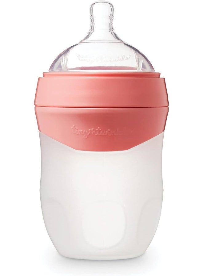 Tiny Twinkle Silicone Baby Bottle with Comfort Grip and Soft Flexible Nipple - Squeezably Soft Baby Bottles for Newborn and Up (Blossom, 6 Ounce) - Image 1