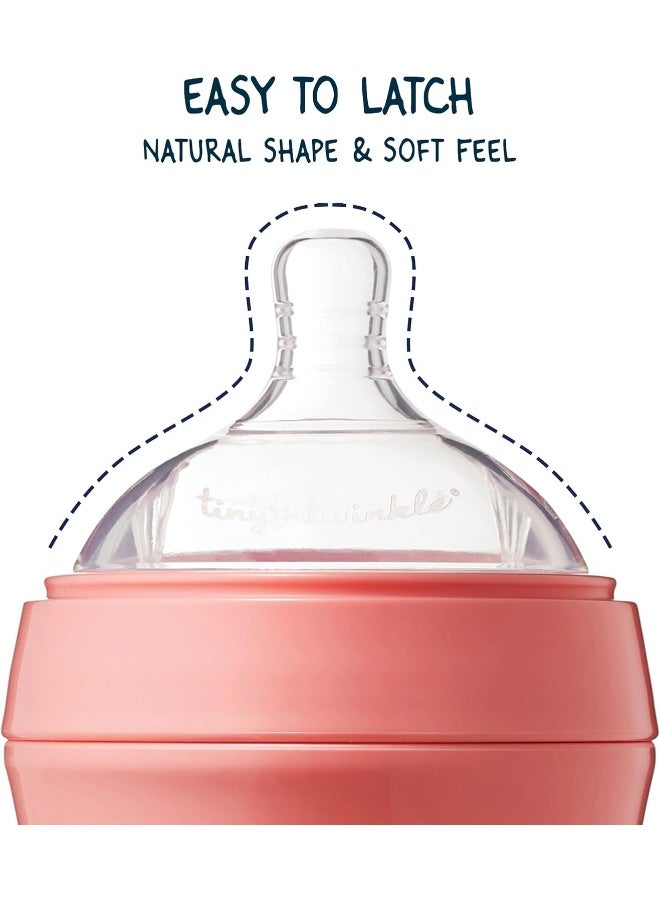 Tiny Twinkle Silicone Baby Bottle with Comfort Grip and Soft Flexible Nipple - Squeezably Soft Baby Bottles for Newborn and Up (Blossom, 6 Ounce) - Image 2