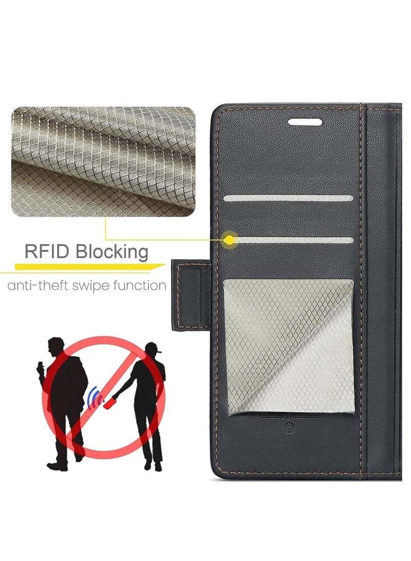 Y&D Wallet Case for Samsung Galaxy S23 Ultra with RFID Blocking Card Holder Women Men Magnetic Clasp Kickstand Leather Book Folio Black  - Image 4