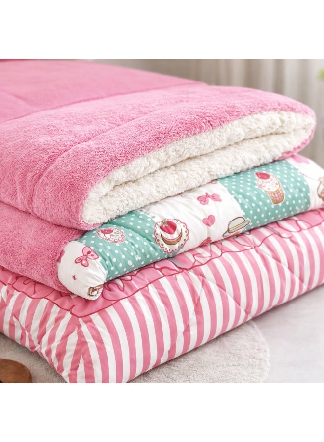 مينجلي مفرش سرير أطفال 3 قطع وجهين فرو ومخمل – ناعم ودافئ – مقاس 170×220 سم - Image 3