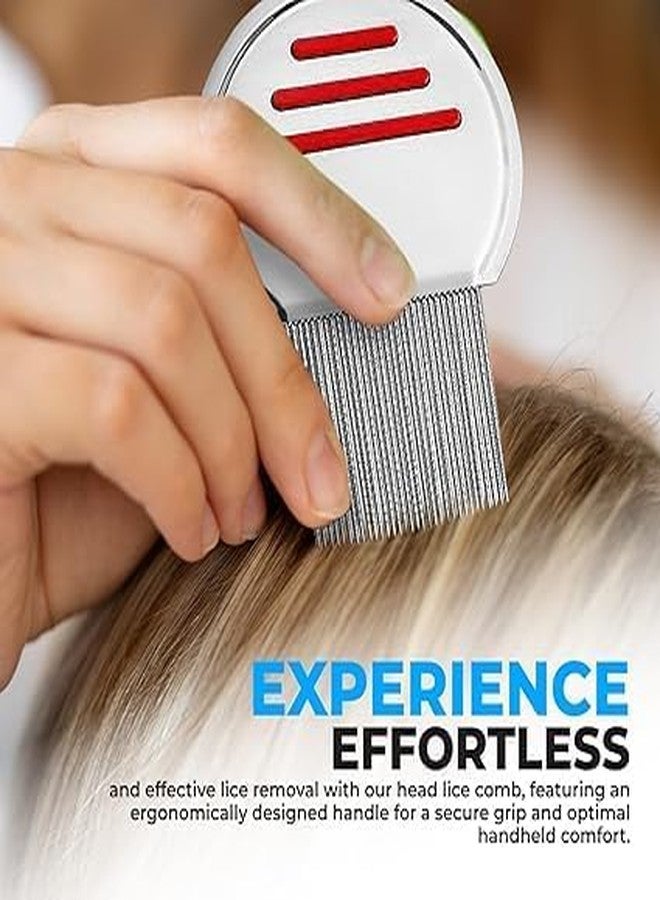 MR.THINDZ® Small teeth Stainless Steel Comb | combs for Head Lice, Nit & Egg Removal with Long Fine Metal Teeth (Multicolor) Plastic Handle Brush-School kids & Women (Pack of 2) - Image 4