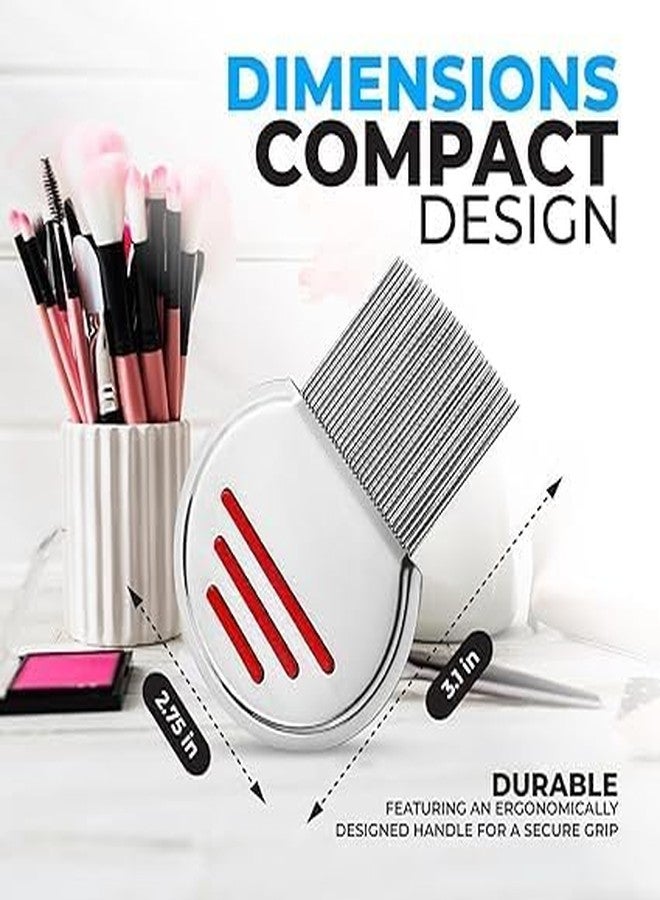 MR.THINDZ® Small teeth Stainless Steel Comb | combs for Head Lice, Nit & Egg Removal with Long Fine Metal Teeth (Multicolor) Plastic Handle Brush-School kids & Women (Pack of 2) - Image 3