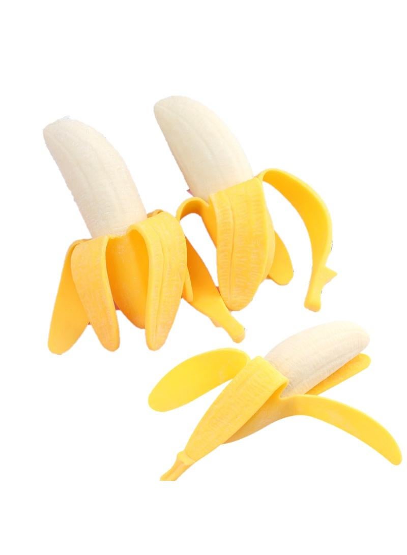 general 3-Piece Creative Stress Relief Toys Stretchable Fruit Banana Simulated Fruit Toy Tricky Toy Kids Activity Game Early Development Toy For Parent-Child Kid Play Fun - Image 1