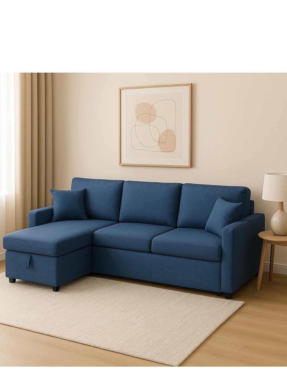 The Home Mart Home Mart Outlet Modern L-Shaped Convertible Sofa with Storage, Dark Grey Fabric Upholstered Sectional Couch with Chaise for Living Room, Space-Saving Sleeper Sofa Bed with Comfortable C
