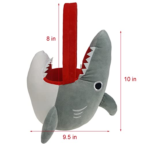 DearSun 3D Shark Plush Basket Easter Egg Hunting Basket Cute Animal Plush Baskets for Easter Decorations Party Supplies Candy Gifts Storage - Image 5
