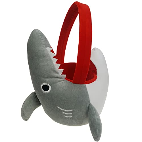 DearSun 3D Shark Plush Basket Easter Egg Hunting Basket Cute Animal Plush Baskets for Easter Decorations Party Supplies Candy Gifts Storage - Image 1