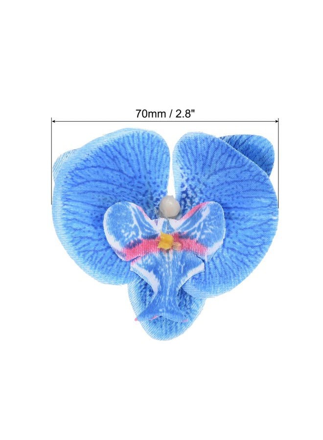 PATIKIL 2.8" Artificial Orchid Flower Heads, 40 Pack Silk Phalaenopsis Fake Butterfly Orchid Heads for Wedding Floral Bouquet Decor DIY Craft Making, Blue - Image 2