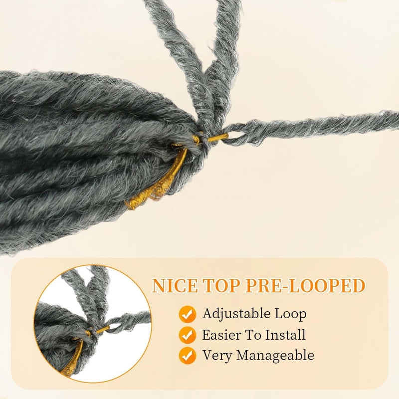 MODERN QUEEN Goddess Locs Crochet Hair 6 Packs 24 Inch Straight Faux Locs Crochet Hair for Black Women, Crochet Pre-Looped Curly Hair Soft Faux Locs Synthetic Braiding Hair Extensions (24 Inch, 6 Packs, 1B-Gray#) - Image 5