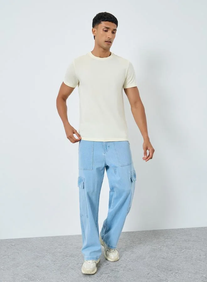 ستايلي تيشيرت جيرسي بقصة عادية وطبعة على الظهر